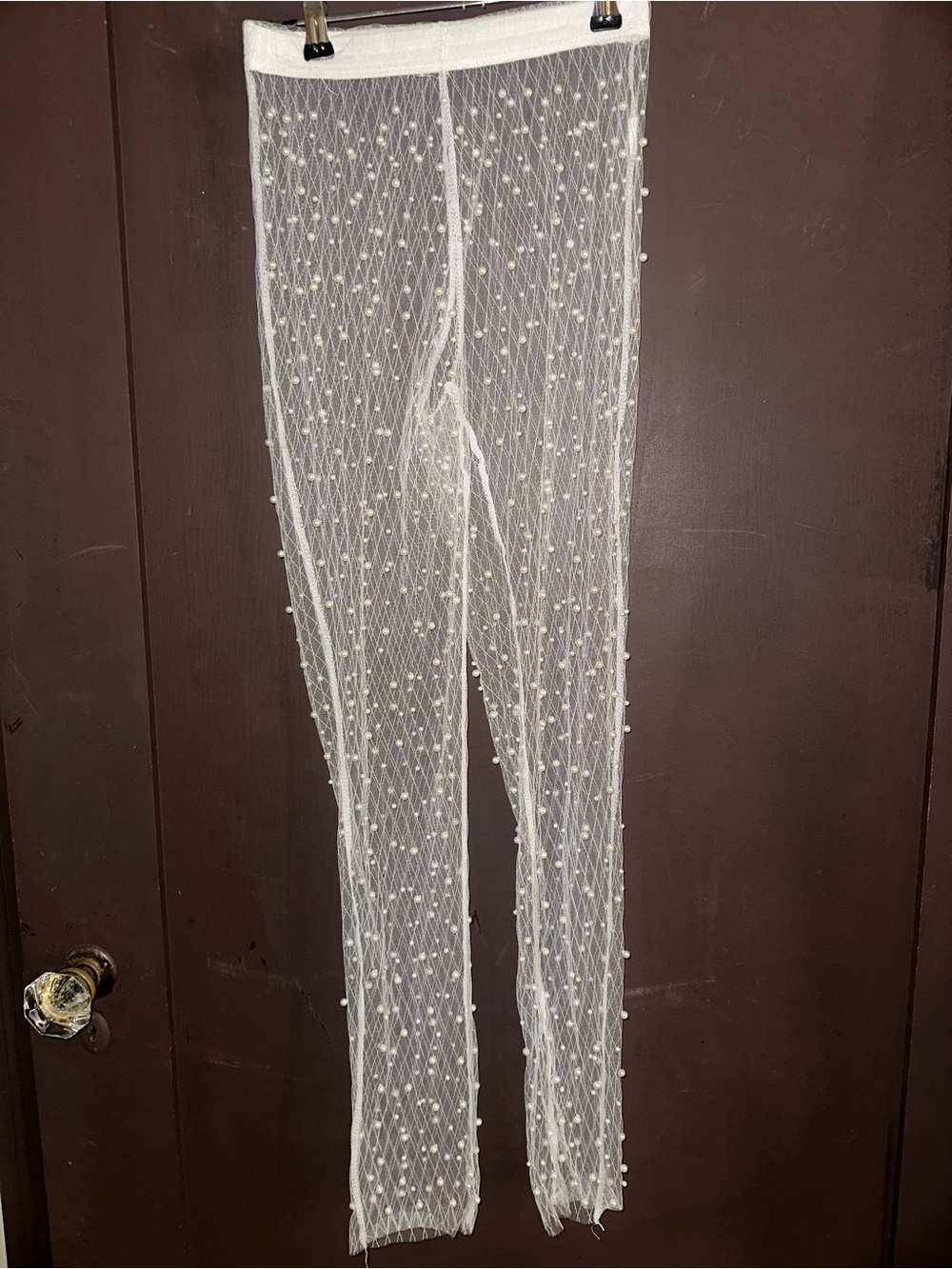White mesh leggings